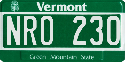 VT license plate NRO230