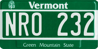 VT license plate NRO232