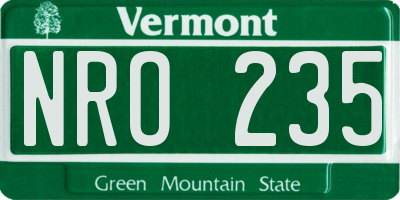 VT license plate NRO235