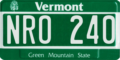 VT license plate NRO240