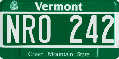 VT license plate NRO242