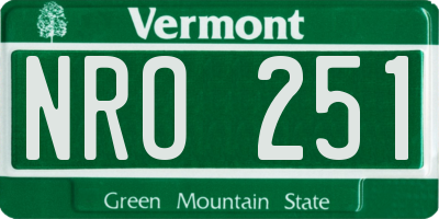 VT license plate NRO251