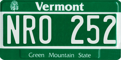 VT license plate NRO252