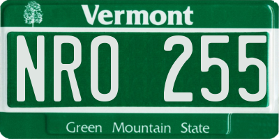 VT license plate NRO255