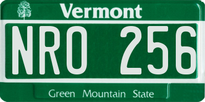 VT license plate NRO256