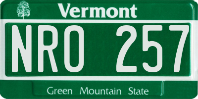 VT license plate NRO257