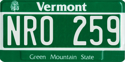 VT license plate NRO259