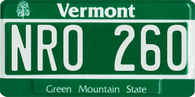 VT license plate NRO260