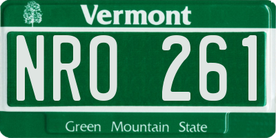 VT license plate NRO261