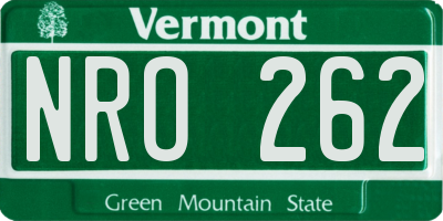 VT license plate NRO262