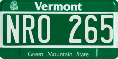 VT license plate NRO265