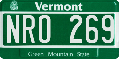 VT license plate NRO269