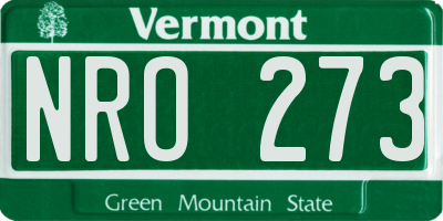 VT license plate NRO273