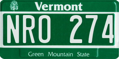 VT license plate NRO274