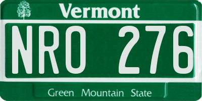VT license plate NRO276