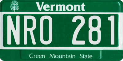VT license plate NRO281
