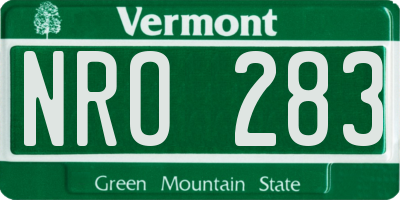 VT license plate NRO283