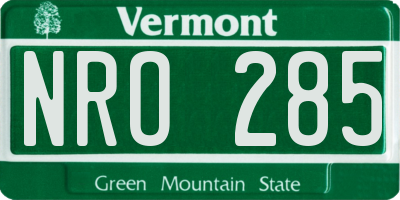 VT license plate NRO285