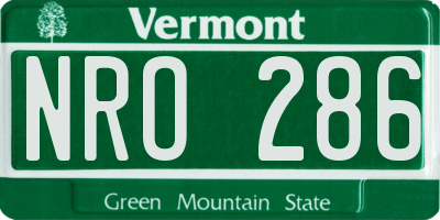 VT license plate NRO286