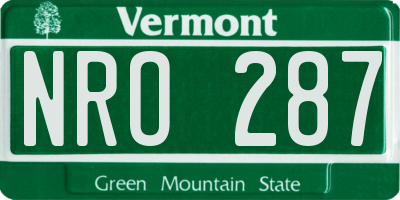 VT license plate NRO287