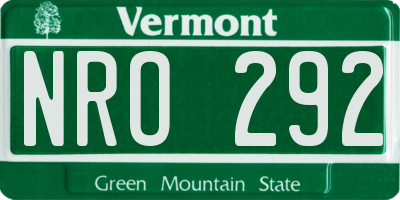 VT license plate NRO292