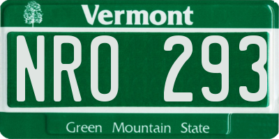 VT license plate NRO293