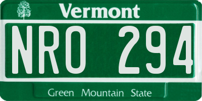 VT license plate NRO294