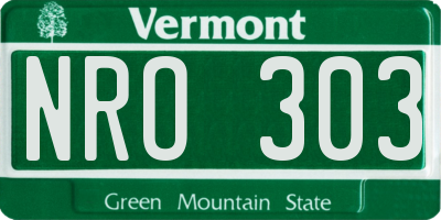 VT license plate NRO303