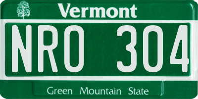 VT license plate NRO304