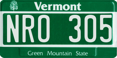 VT license plate NRO305
