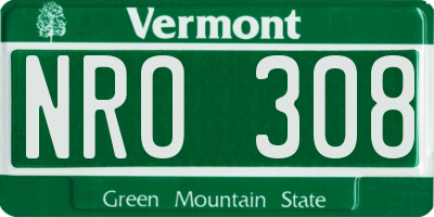 VT license plate NRO308