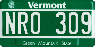 VT license plate NRO309