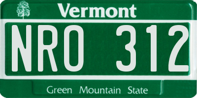 VT license plate NRO312