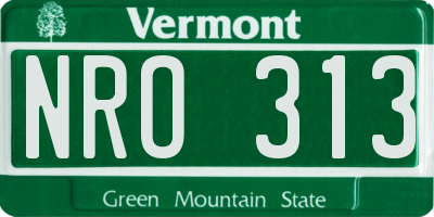 VT license plate NRO313