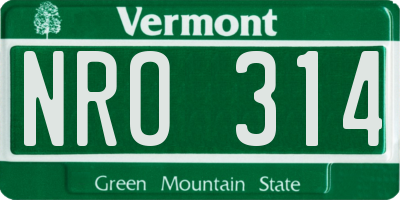 VT license plate NRO314