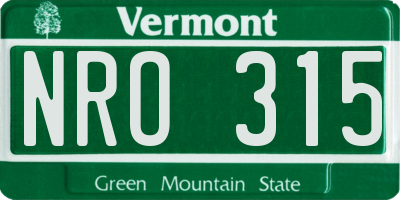 VT license plate NRO315