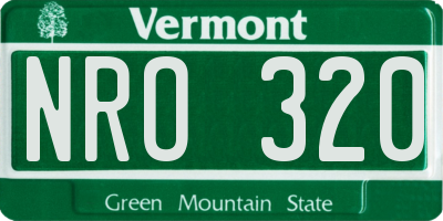 VT license plate NRO320