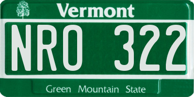 VT license plate NRO322