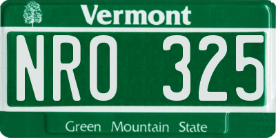VT license plate NRO325