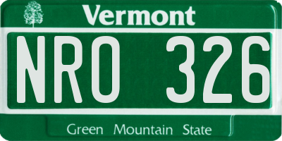 VT license plate NRO326