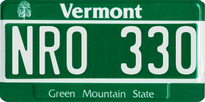 VT license plate NRO330