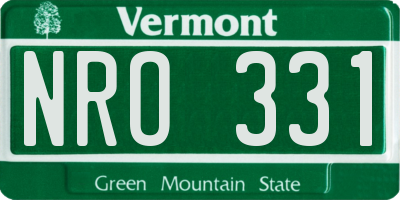 VT license plate NRO331