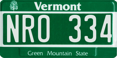 VT license plate NRO334