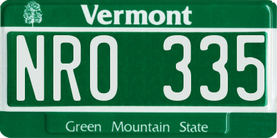VT license plate NRO335