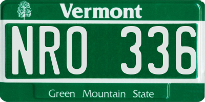 VT license plate NRO336