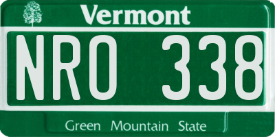 VT license plate NRO338