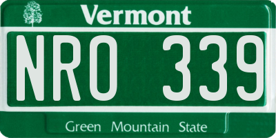 VT license plate NRO339