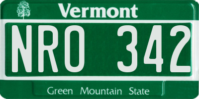 VT license plate NRO342