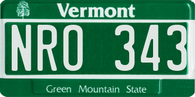 VT license plate NRO343