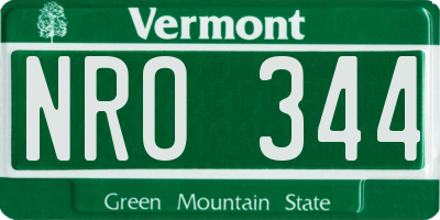 VT license plate NRO344